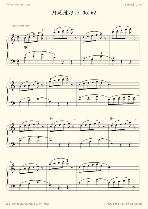 钢琴谱:no.62(拜厄钢琴基本教程)