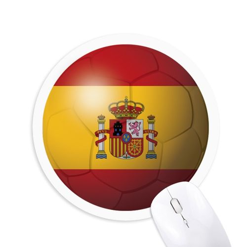 西班牙国旗足球纹样圆形游戏办公防滑橡胶鼠标垫礼物