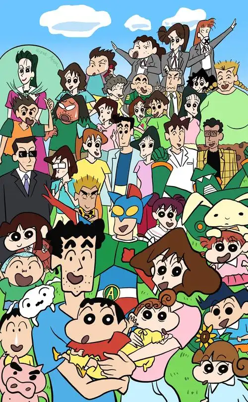 【蜡笔小新全家福】官图临摹