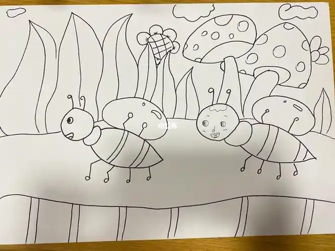 蚂蚁搬家儿童主题画466教师考编必备