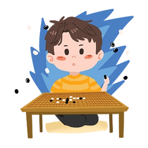 卡通男孩参加围棋比赛png素材
