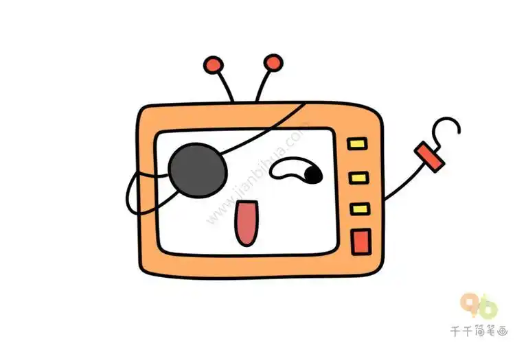 电视机简笔画加表情