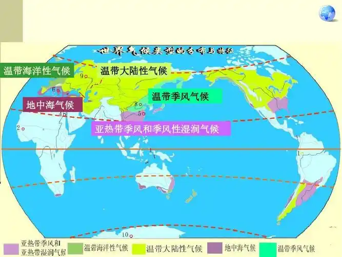 温带海洋性气候 温带大陆性气候 温带季风气候 地中海气候 亚热带季风