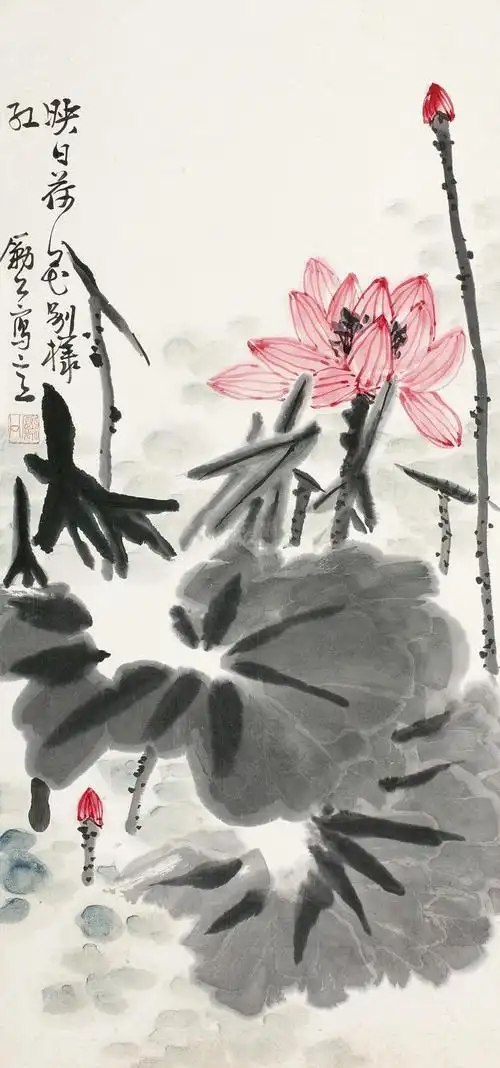 李苦禅 花卉 立轴 设色纸本作品欣赏