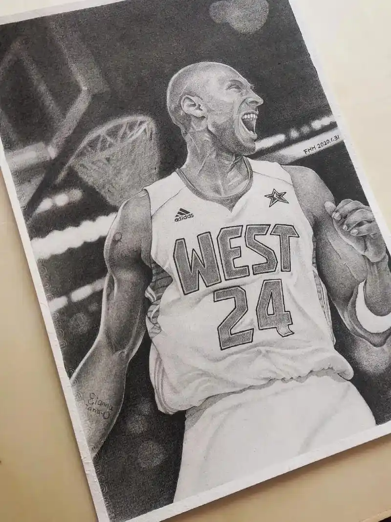 科比素描#永远的黑曼巴 #科比 #科比布莱恩特 #传奇永不谢 - 抖音