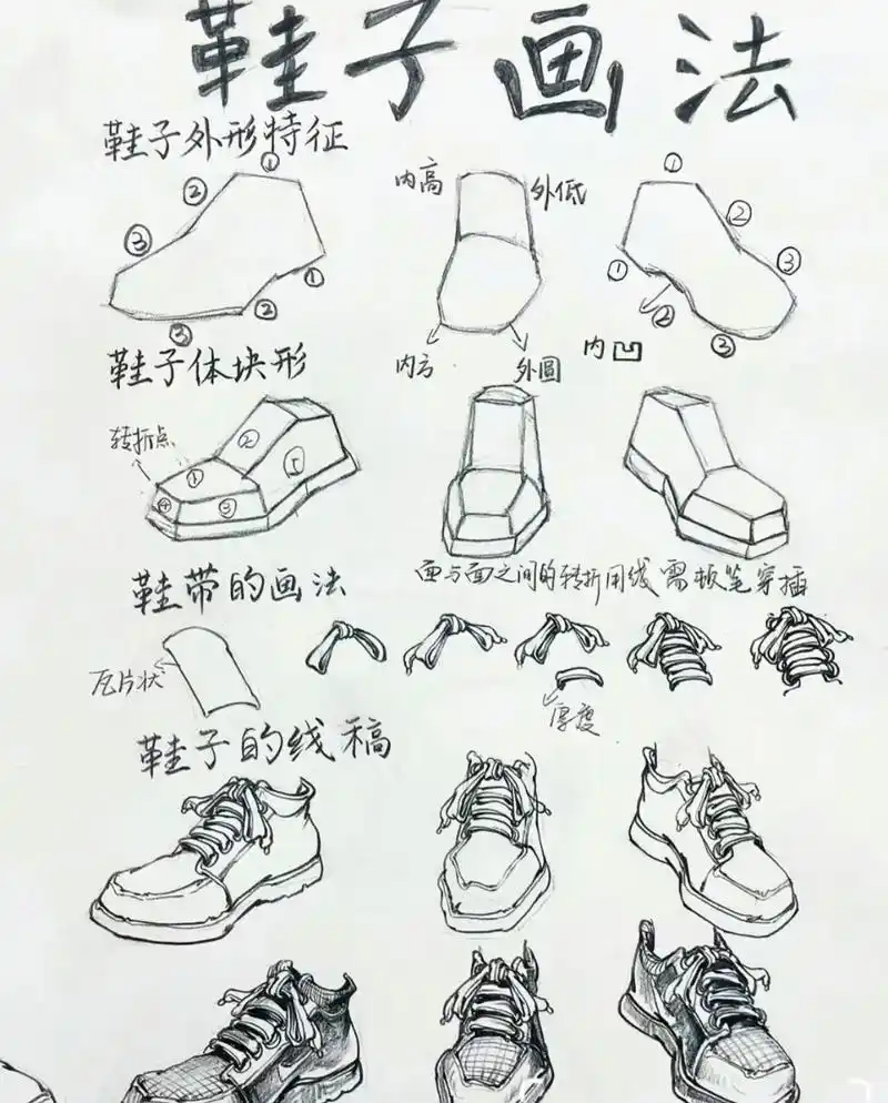 速写局部鞋子画法!超级详细!via:艺考生超市#速写教学 # - 抖音