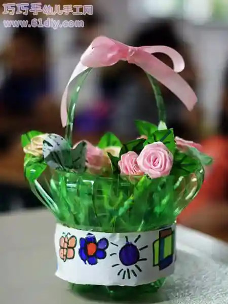 汽水瓶制作花篮_环保手工_巧巧手幼儿手工网
