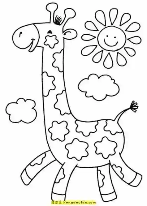 美术简笔画《长颈鹿》关于长颈鹿的儿童简笔画12张可以代表着亲密关系