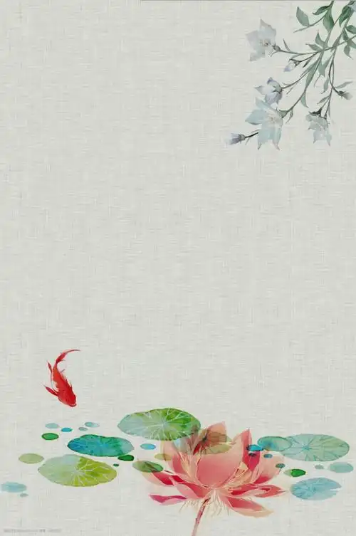 复古水墨荷花工笔画背景