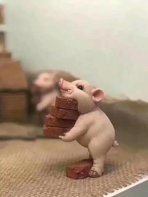 小猪搬砖的图片有什么含义,这个梗出自哪里啊