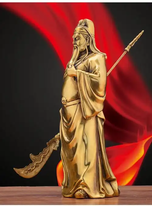 韵缘关公摆件家用武财神关二爷客厅办公室装饰品开业礼品38cm提刀关公