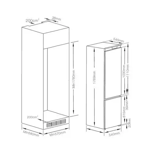 嵌入式冰箱尺寸