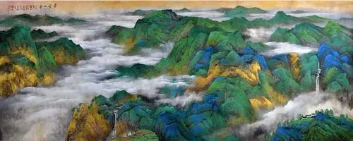 中国画……重彩山水画(横幅一),有一幅你喜欢的吗!