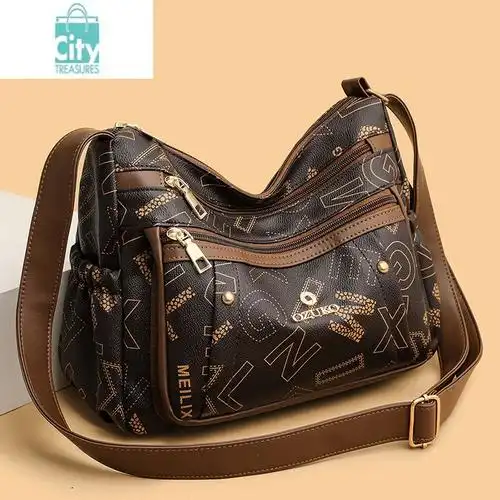 bangdou女士中年妈妈包大容量上班软皮多口袋斜背跨包单肩包斜挎新款