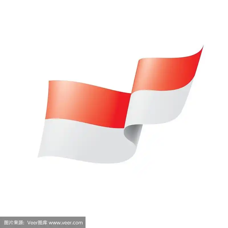 印度尼西亚国旗,矢量插图在白色的背景