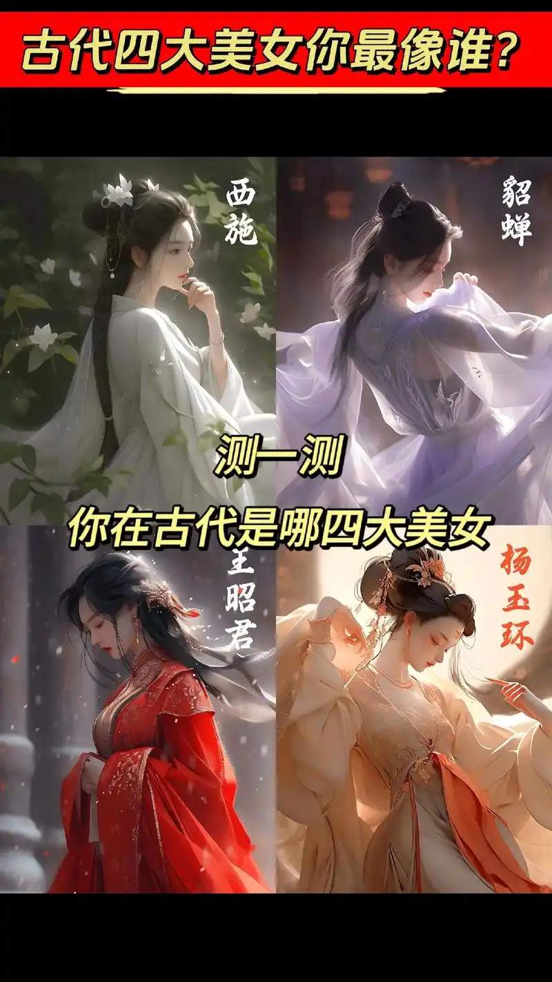 测一测你在古代是哪四大美女.抖音搜索93神图壁纸,输入口令: - 抖音