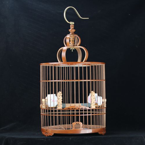 画眉鸟笼画眉鸟紫竹老竹竹皮抛光手工活底高配竹笼子