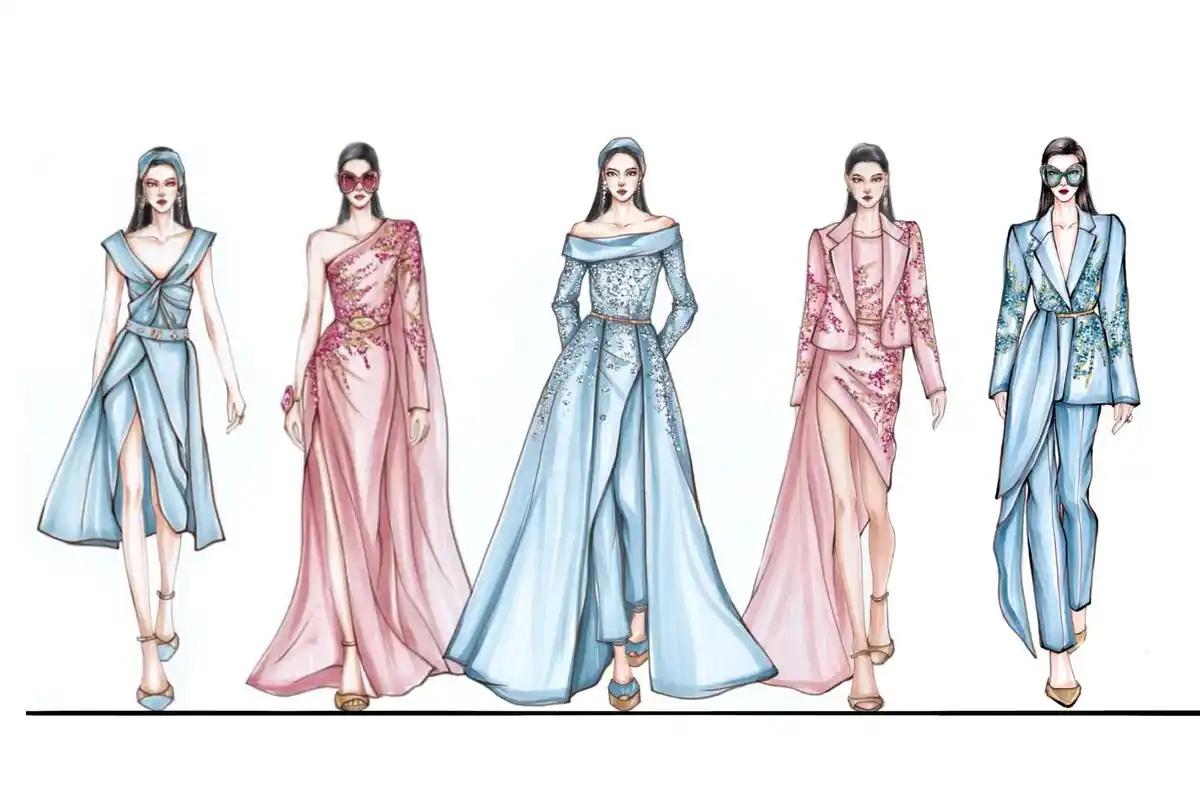 马克笔服装效果图系列礼服来自eliesaab