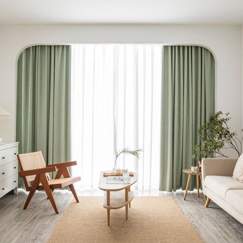 抹茶绿窗帘2021年新款绿色卧室小清新遮光飘窗客厅ins风定制成品n