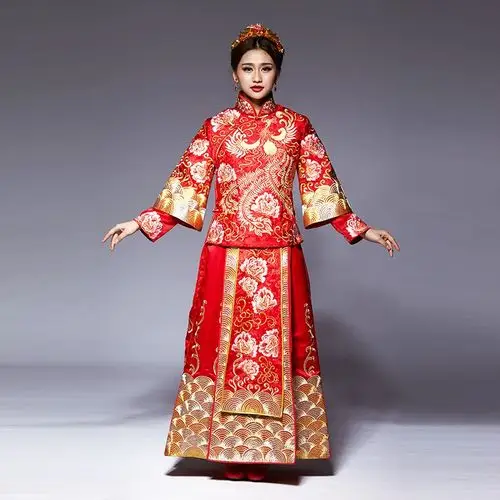 秀禾服新娘礼服 冬季 加厚 保暖_保暖唐装秋冬秀禾服新娘服敬酒服中国