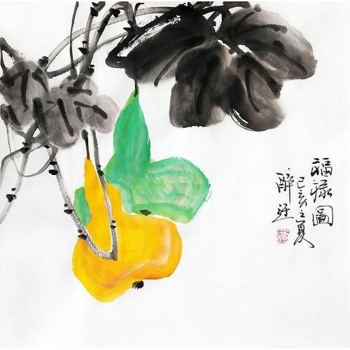 纯手绘手工中国画真迹字画房间挂画过道酒店书房禅意写意葫芦福禄