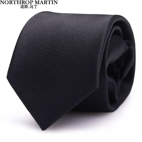 诺斯.马丁黑色领带男拉链一易拉得免打结懒人6.5cm宽 黑色