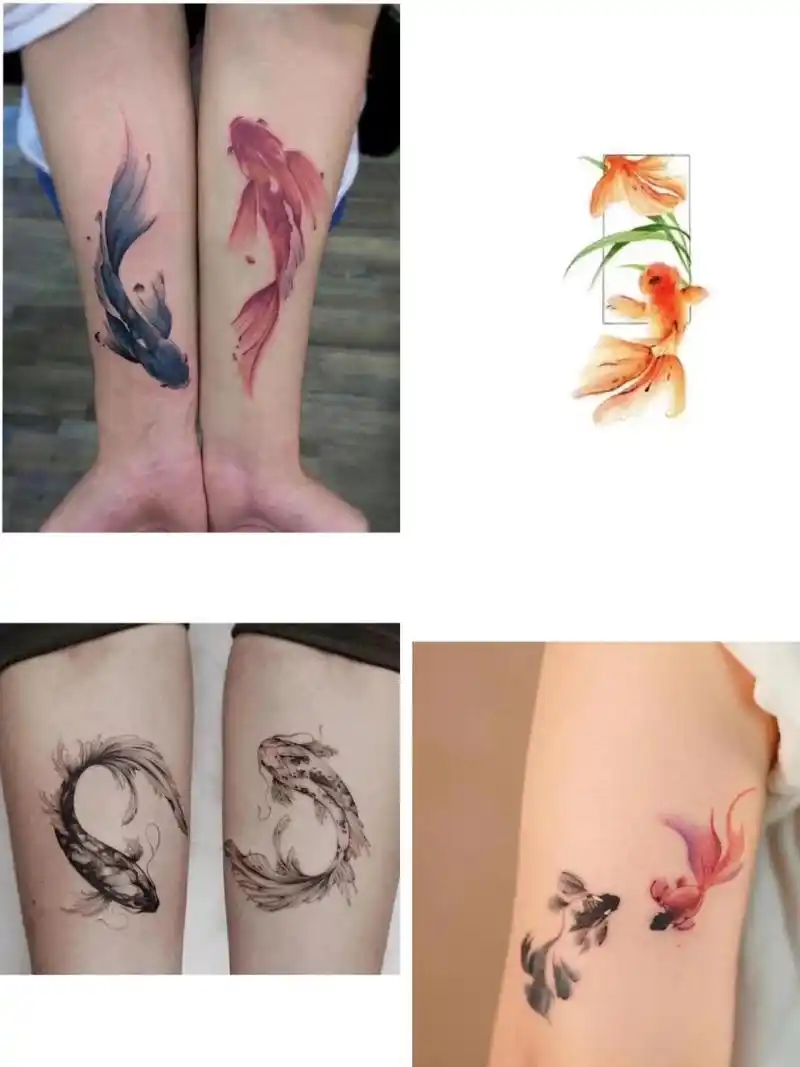 象征好运的锦鲤纹身 锦鲤颜色鲜艳而多样,而且生命力强,体胖——寓意