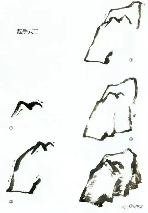 写意花鸟配景石头的画法