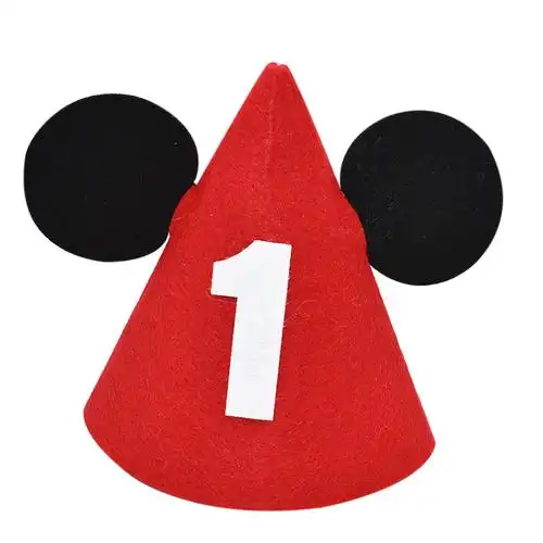 不织布生日帽ins烘焙拍照帽子成人宝宝周岁布置装饰帽天蓝色浅蓝鼠