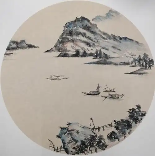 国画写意圆形小品
