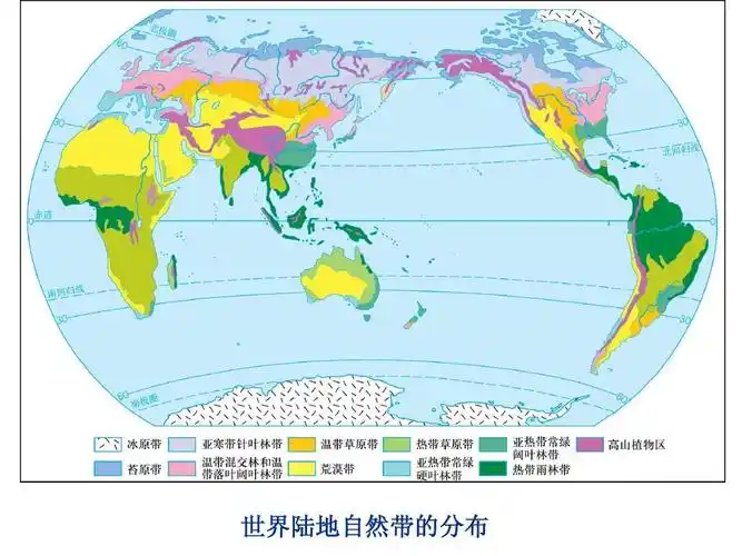 世界陆地自然带的分布
