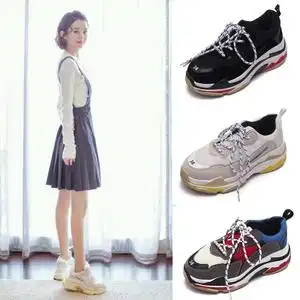 2017秋季ins超火运动鞋女赵丽颖明星同款厚底复古休闲松糕老爹鞋