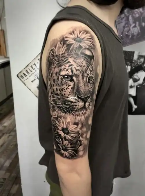 动物纹身有人纹吗写实花豹子