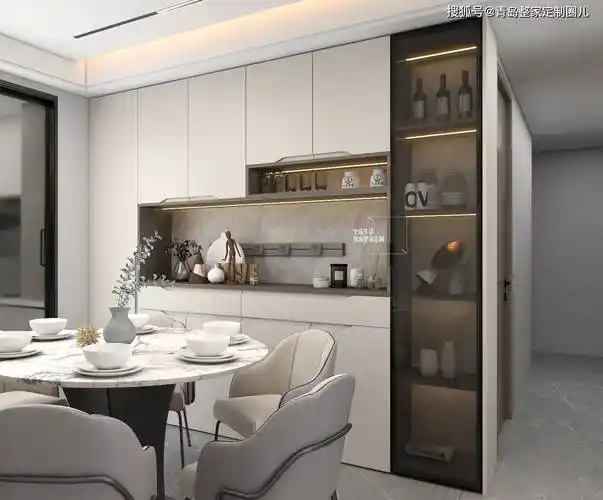 欧派整家定制餐边柜:一字型30款设计效果图,装修照着设计吧!