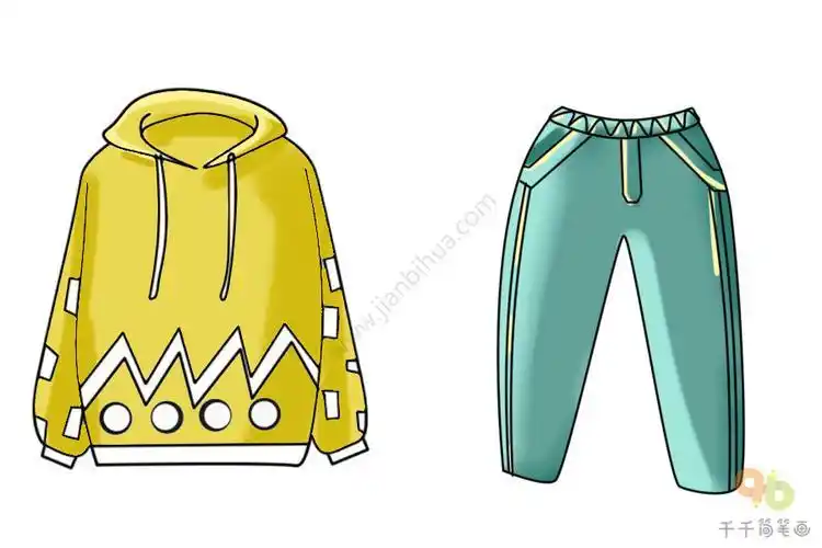 简笔画衣服和裤子带颜色