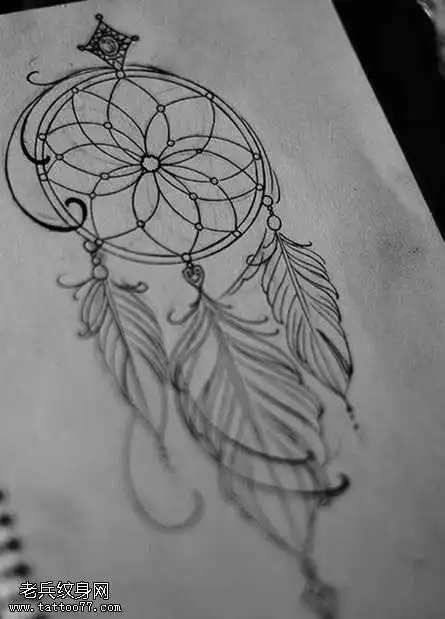 手稿捕梦网纹身图案