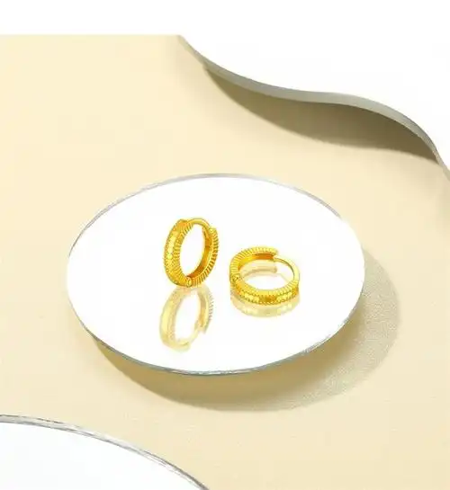 高光金黄金耳环足金耳饰5g镜面金闪通勤百搭耀礼物