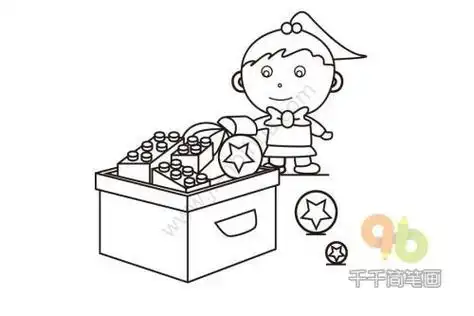 简笔画人物整理玩具