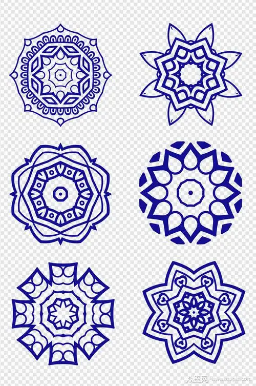 中国风民族图案窗花剪纸免扣装饰花纹元素