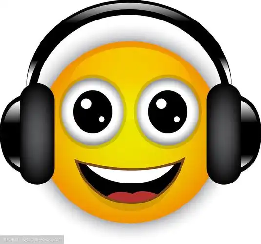 带耳机的欢快音乐表情