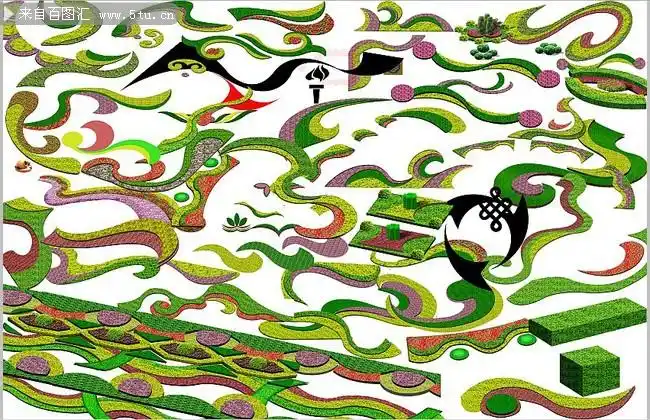 园林花坛色块效果图psd分层素材