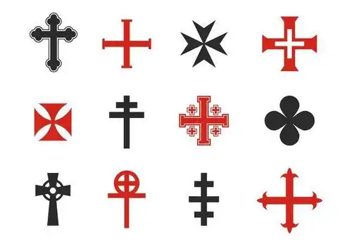 设置各种十字架,圣堂武士矢量