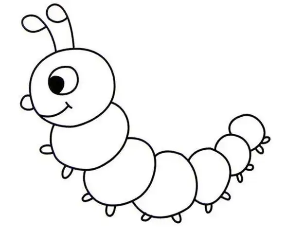 上吃叶子的毛毛虫简笔画儿童涂色画毛毛虫简笔画可爱毛毛虫巧手来绘画