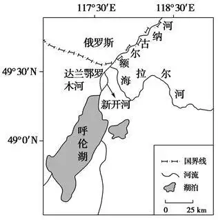呼伦湖位于内蒙古境内,呈东北-西南狭长分布,湖长93 km,平均宽度32 km