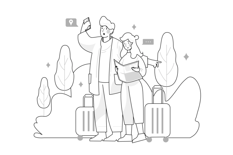 简约清新时尚手绘线稿风格旅游度假矢量插画集合aiepsjpgpngsvg