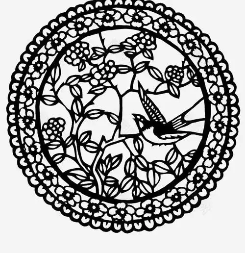 素材图样复印底稿黑白刻纸图案a4大小送红纸学生手工课黑白剪纸六牙象