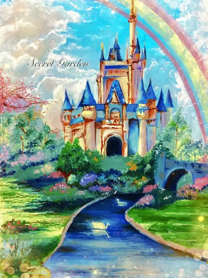 油画棒画———迪士尼城堡(含步骤) 趁着26615.