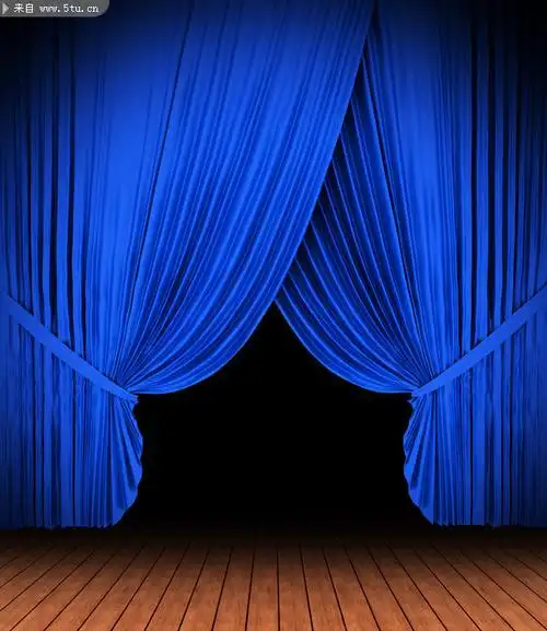 蓝色幕布图片 帷幕背景-居家用品-百图汇素材网