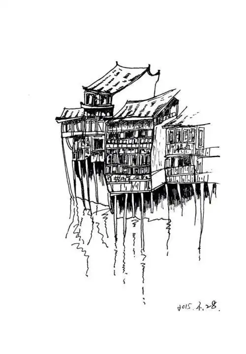 土家族吊脚楼简笔画苗族房子的简笔画好看的土房子简笔画图片教程步骤