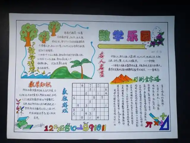 小学一年级8开纸数学手抄报怎么做